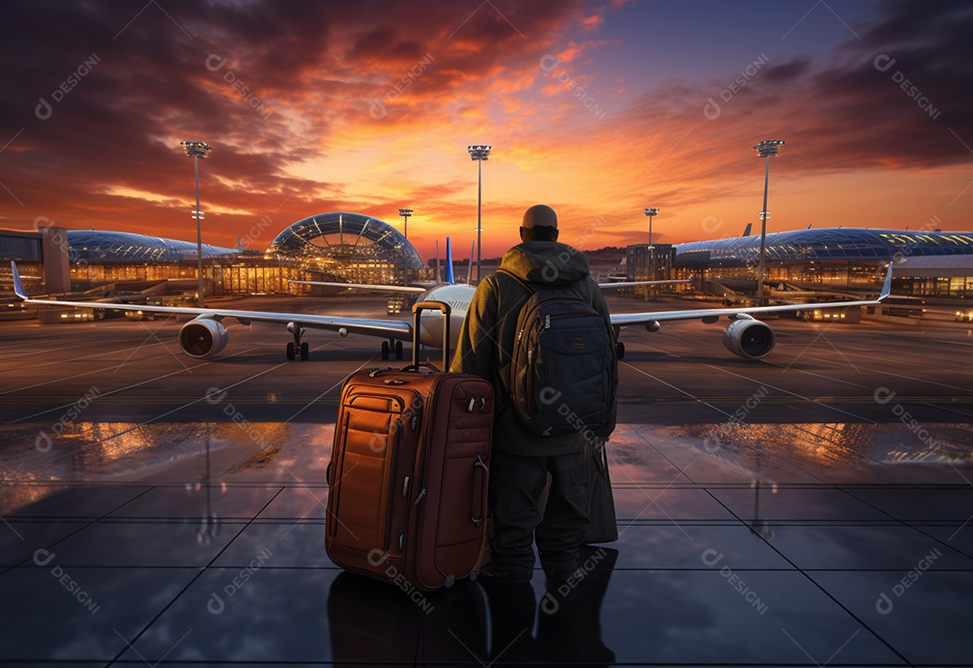 Pessoas esperando pelo voo no aeroporto em movimento