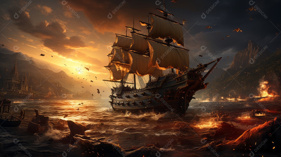 Dia de Colombo Comemore o aniversário da chegada de Cristóvão Colombo à América 14 de outubro IA Generativa.