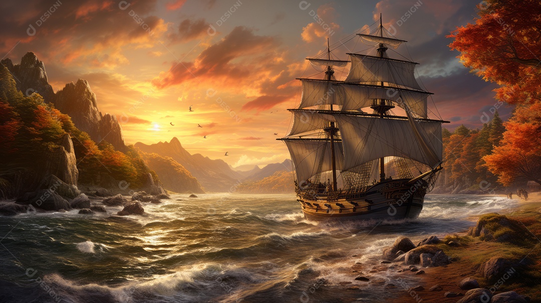 Dia de Colombo Comemore o aniversário da chegada de Cristóvão Colombo à América 14 de outubro IA Generativa.