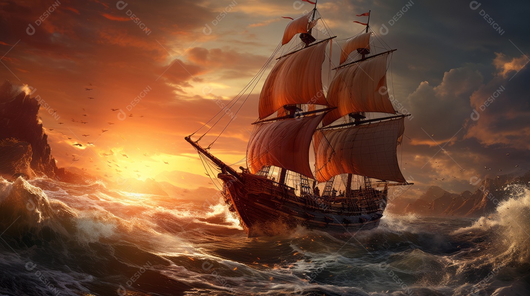 Dia de Colombo Comemore o aniversário da chegada de Cristóvão Colombo à América 14 de outubro IA Generativa.