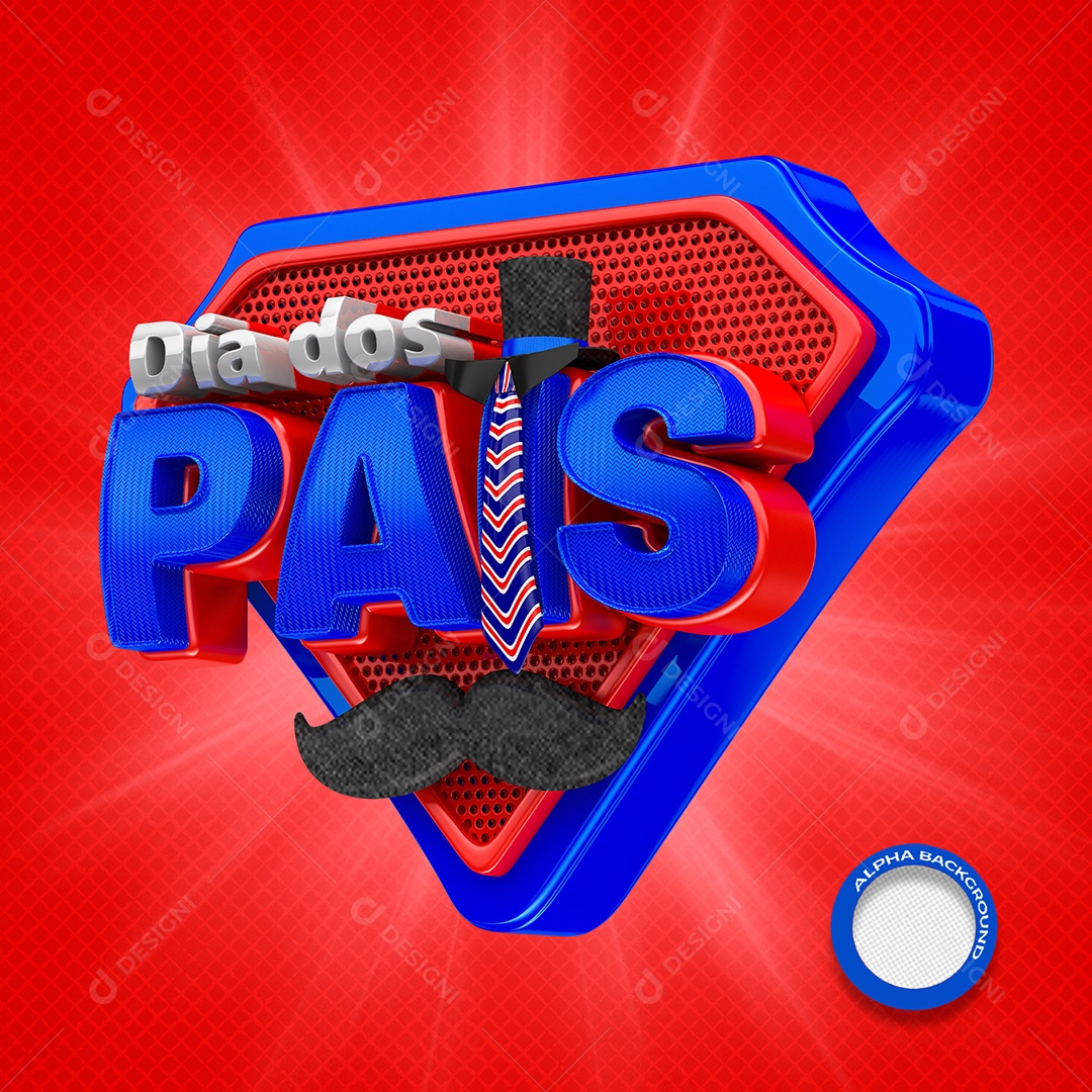 Selo 3D Dia dos Pais Para Composição PSD