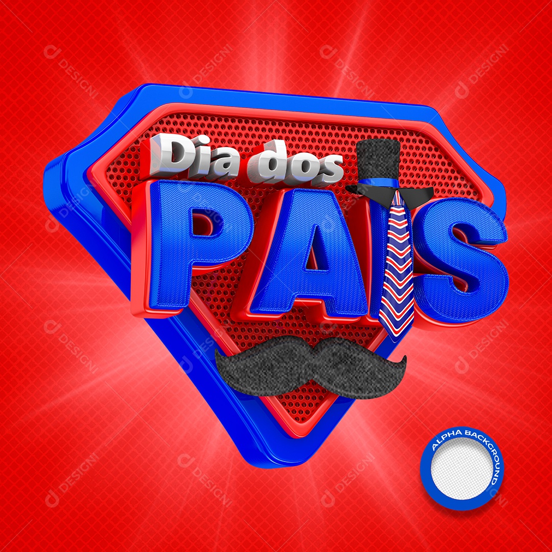 Selo 3D Dia dos Pais Para Composiçãp PSD