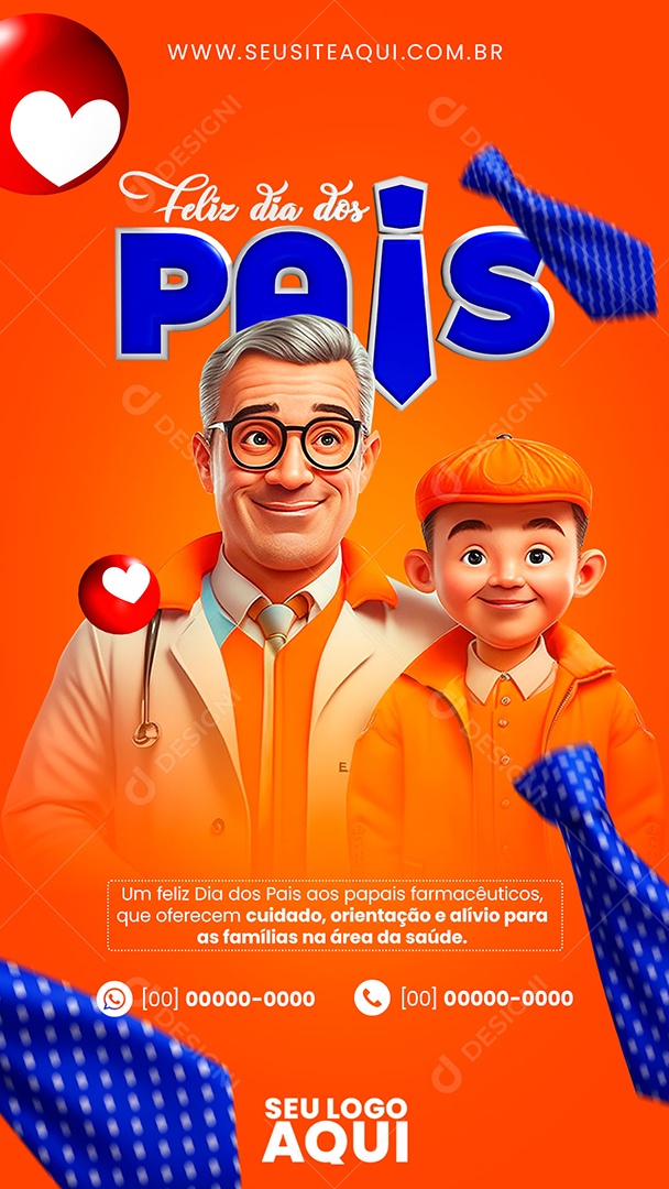 Story Feliz Dia dos Pais 13 de Agosto Social Media PSD Editável