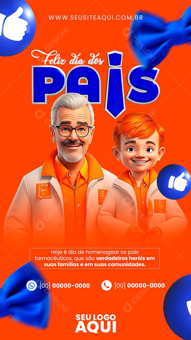 Story Feliz Dia Dos Pais 13 de Agosto Social Media PSD Editável