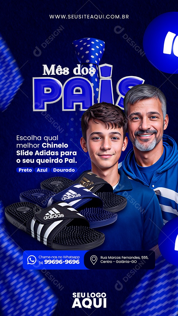Story Mês dos Pais Escolha Qual Melhor Chinela Slide Adidas Social Media PSD Editável