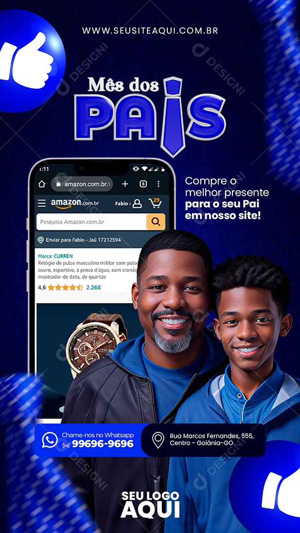 Story Mês dos Pais Compre o Melhor Presente Relojoaria Social Media PSD Editável