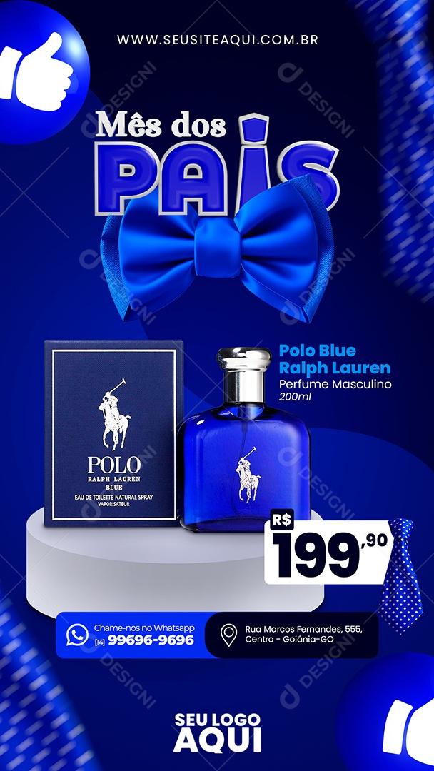 Story Mês dos Pais Perfume Polo Blue Ralph Lauren 199,,00 Social Media PSD Editável