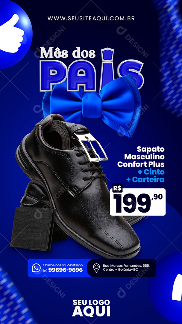 Story Mês dos Pais Sapato Masculino Confort Plus 199,90 Social Media PSD Editável