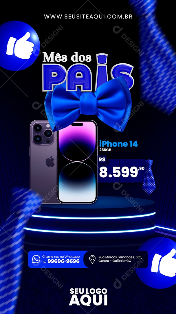 Story Mês dos Pais Iphone 14 Loja de Celulares Social Media PSD Editável