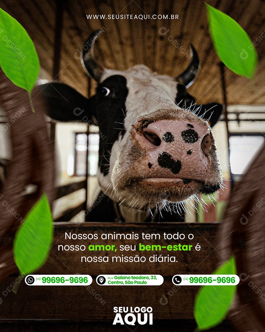 Agronegócio Nossos Animais Tem Todo o Nosso Amor Social Media PSD Editável