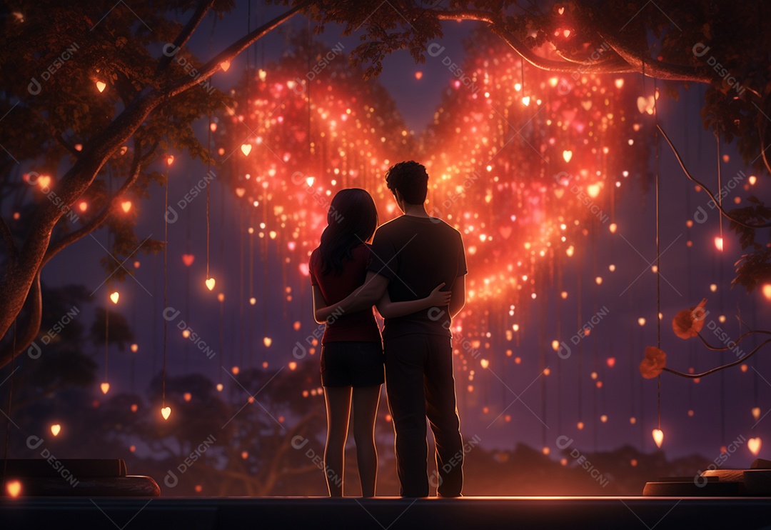 Um casal se abraçando no ás da área do Dia dos Namorados