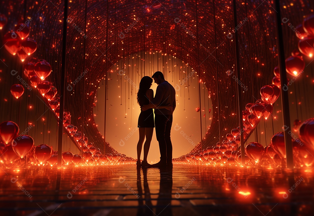 Um casal se abraçando no ás da área do Dia dos Namorados