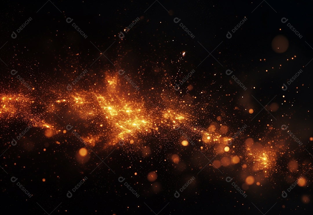 Partículas de fogo HD em fundo preto quente realista