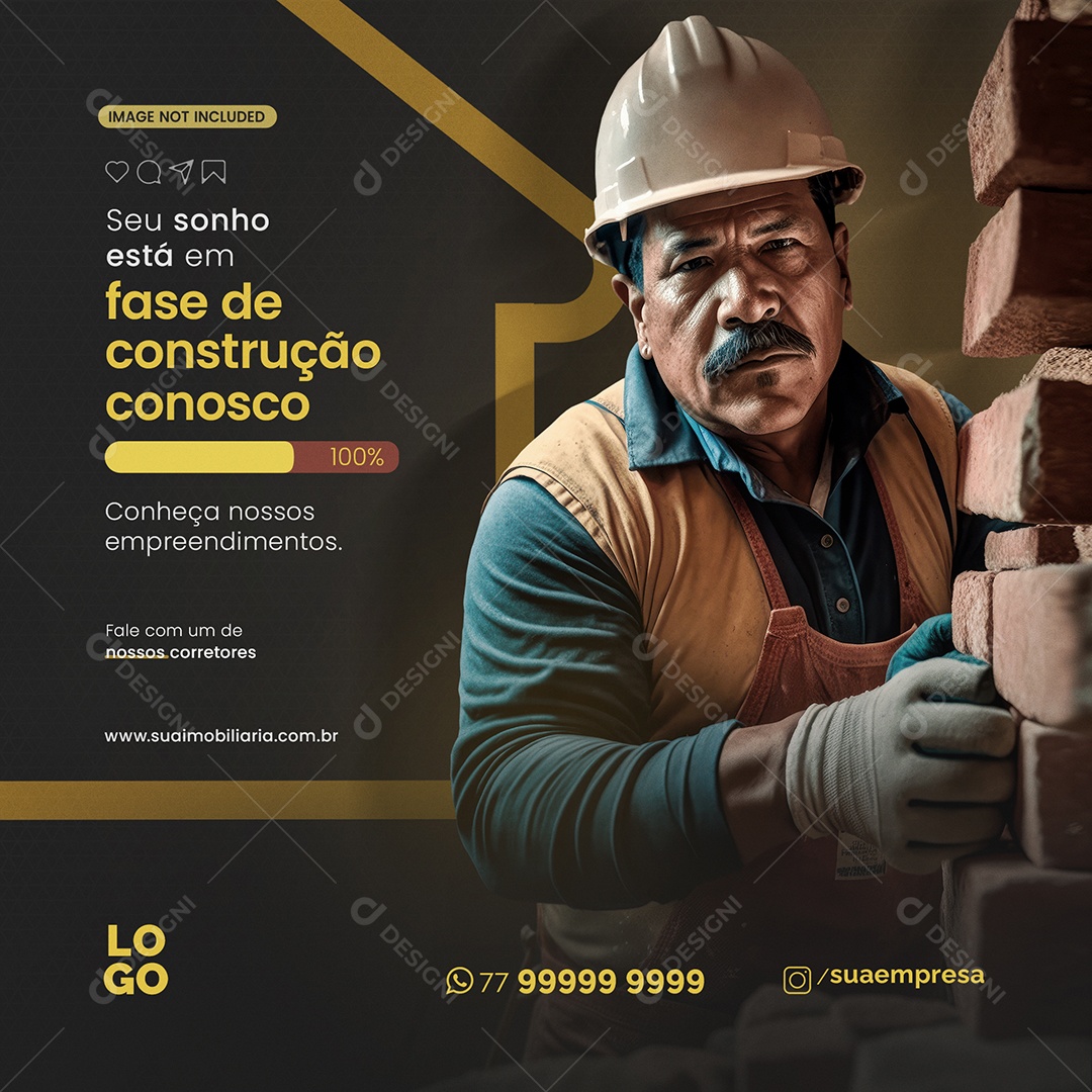 Está Em Fase De Construção Social Media PSD Editável