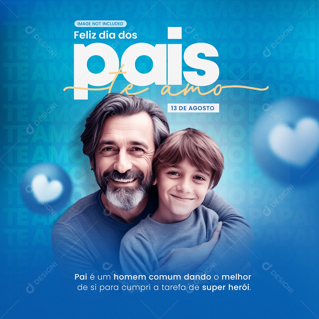 Social Media Feliz Dia Dos Pais Te Amo Super Herói PSD Editável