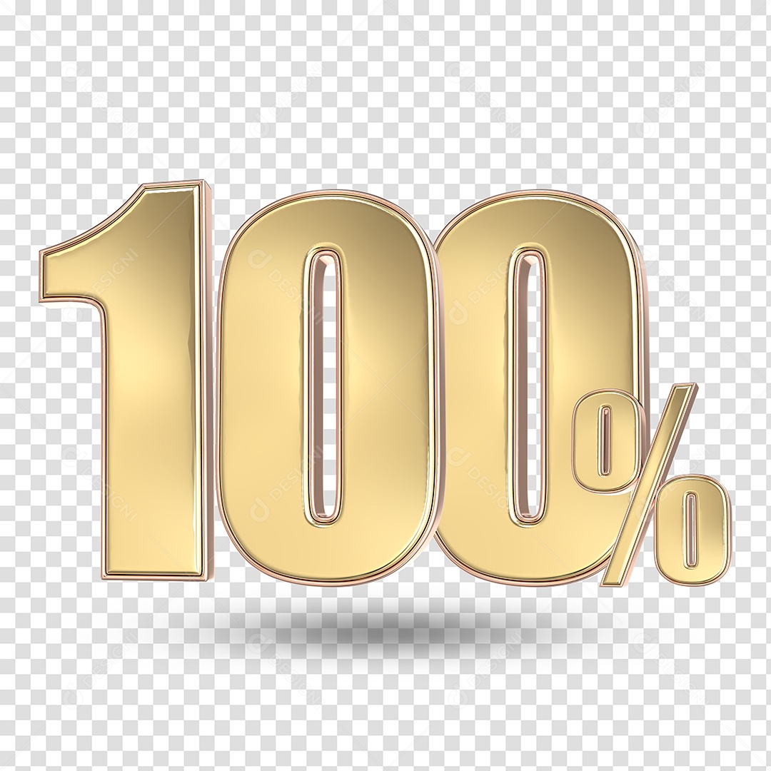 Elemento 3D Numero De 100% Desconto Dourado PSD