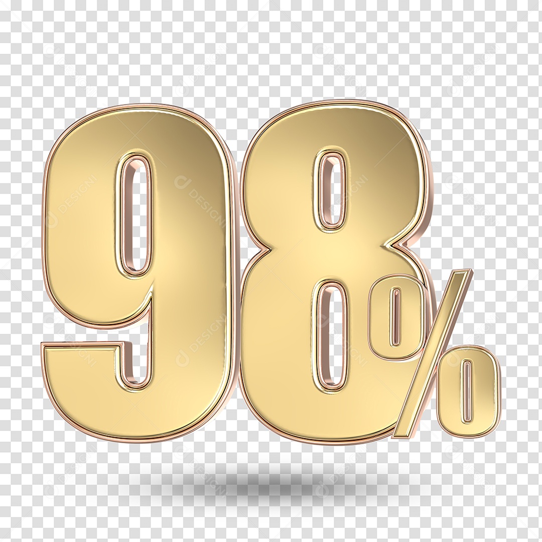 Elemento 3D Numero De 98% Desconto Dourado PSD