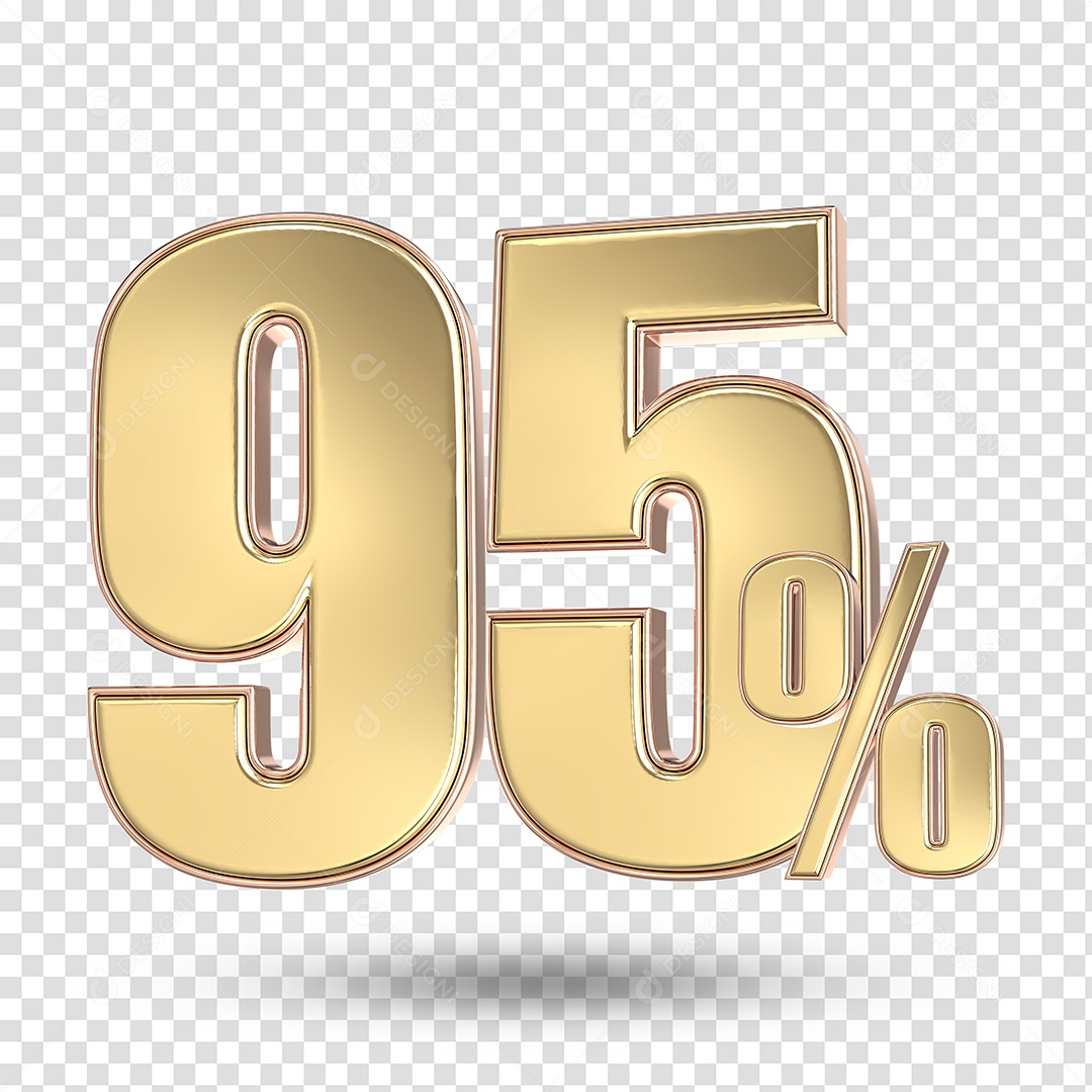 Elemento 3D Numero De 95% Desconto Dourado PSD