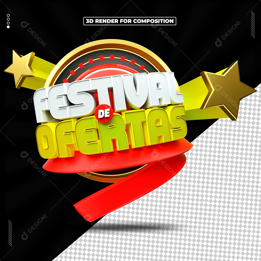 Selo 3D Festival De Ofertas Para Composição PSD