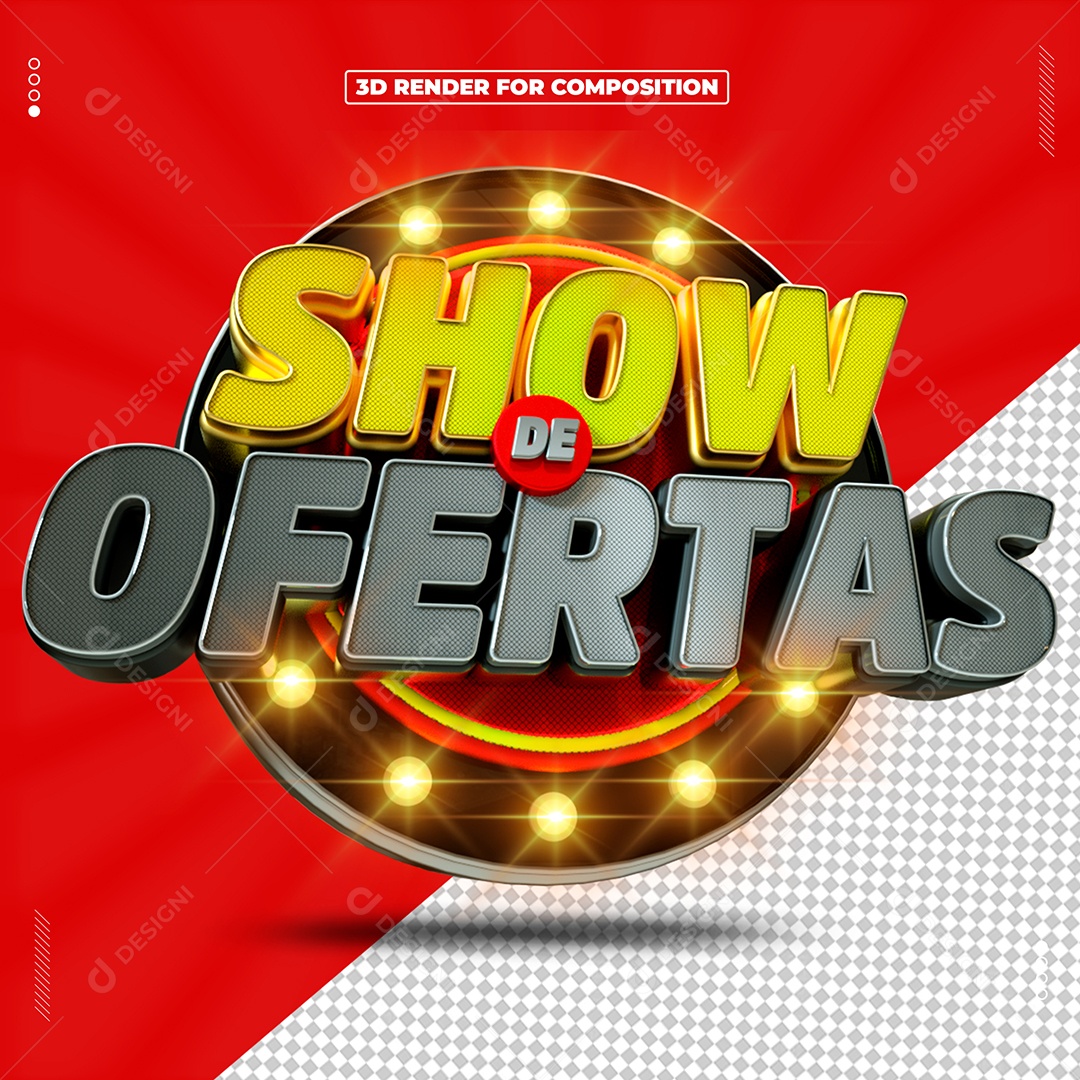 Selo 3D Show De Ofertas Para Composição PSD