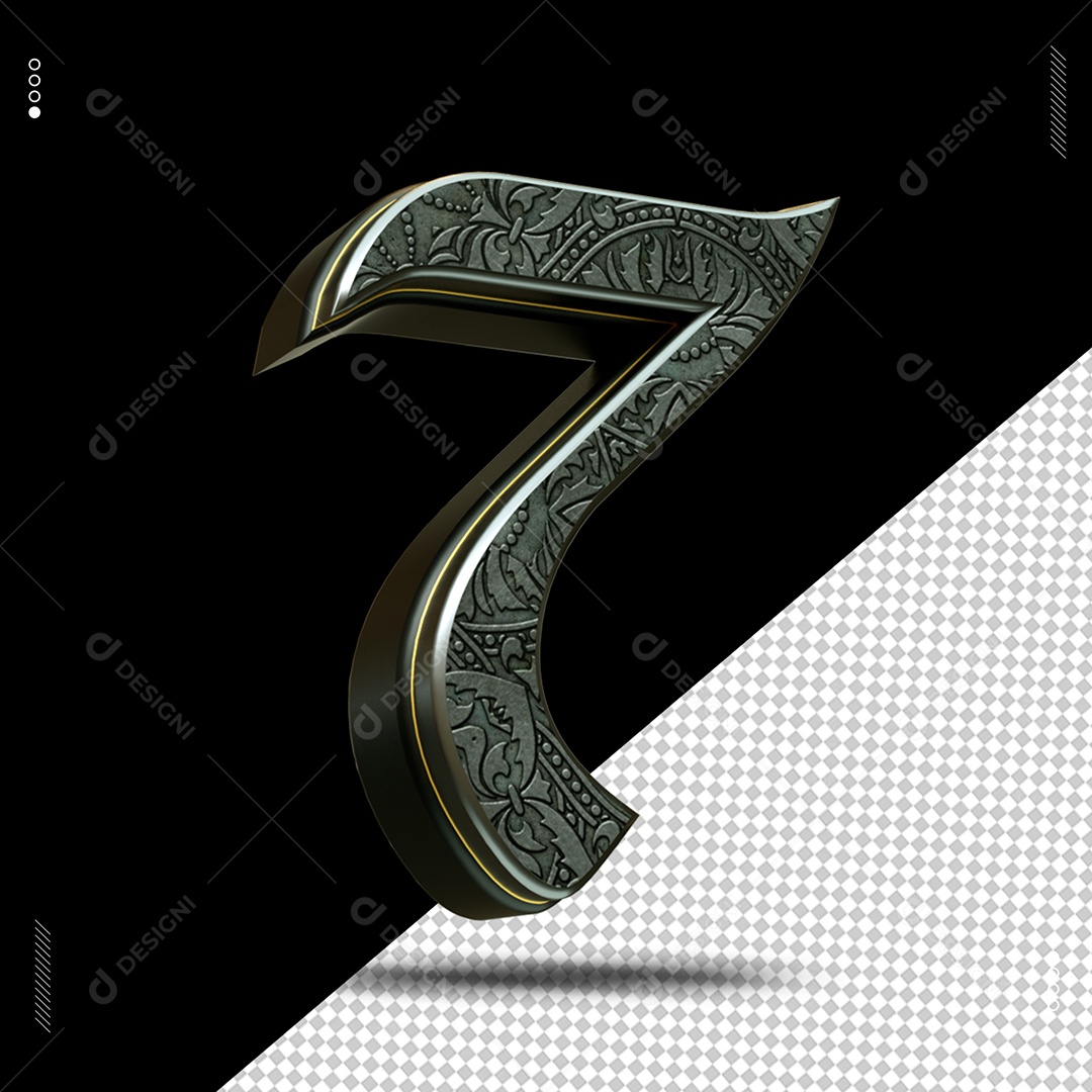 Elemento 3D Número 7 Prata Para Composição PSD