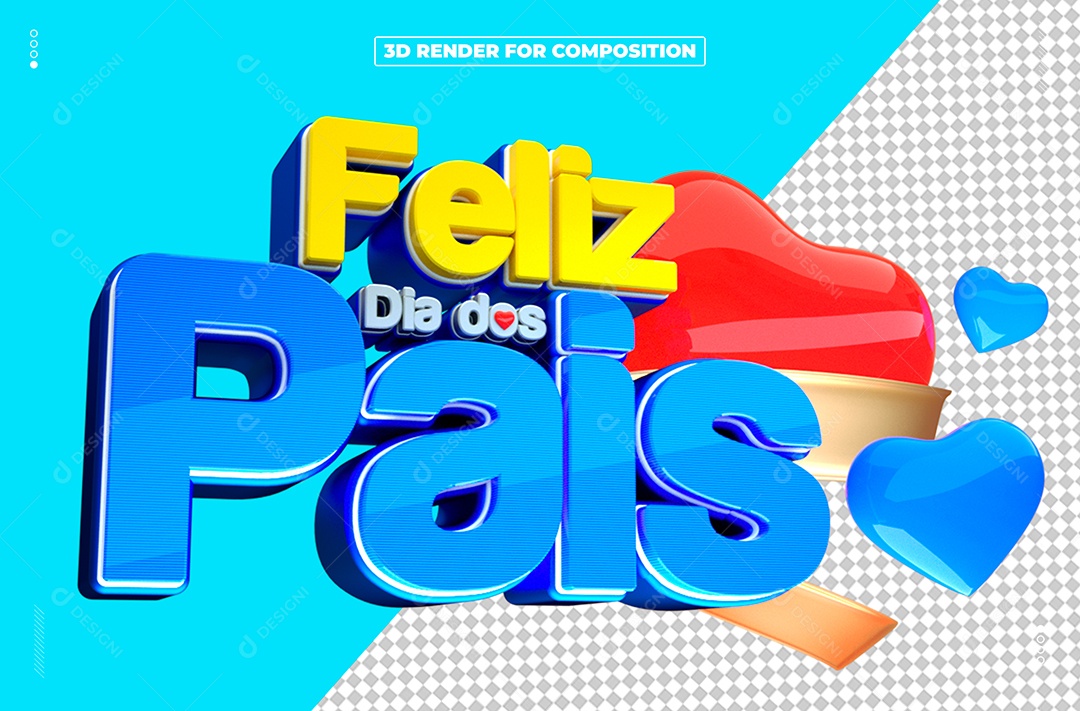 Selo 3D Feliz Dia Dos Pais Para Composição PSD