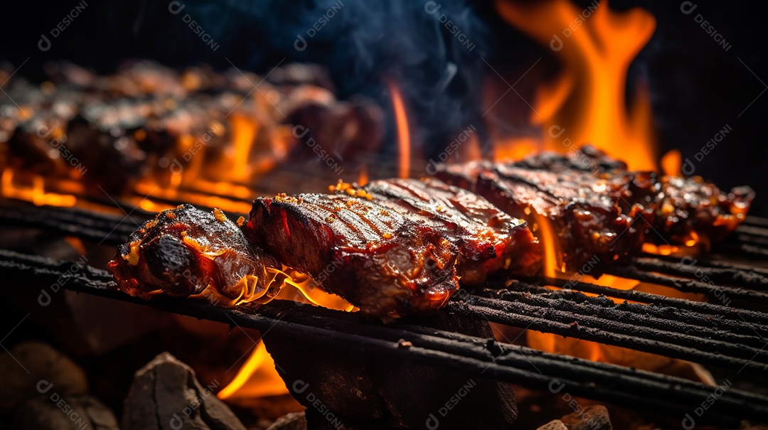 Costelinha de churrasco brasileira em fogo de chão