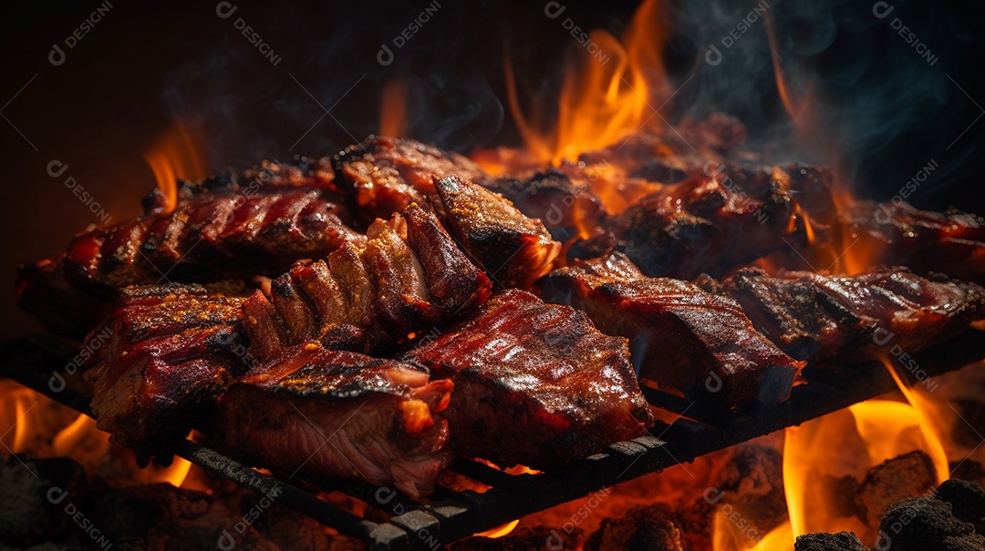 Costelinha de churrasco brasileira em fogo de chão
