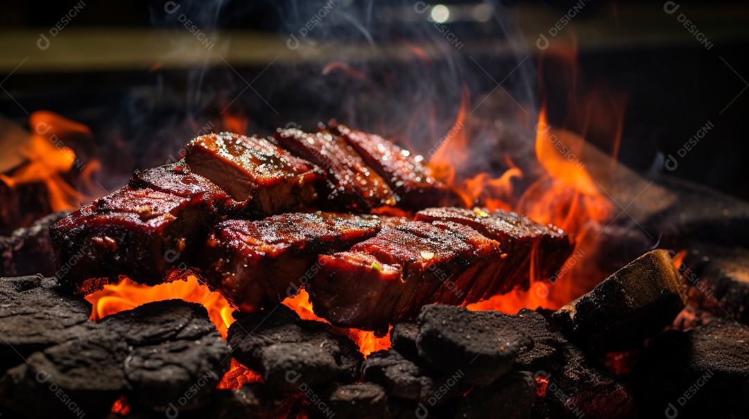 Costelinha de churrasco brasileira em fogo de chão