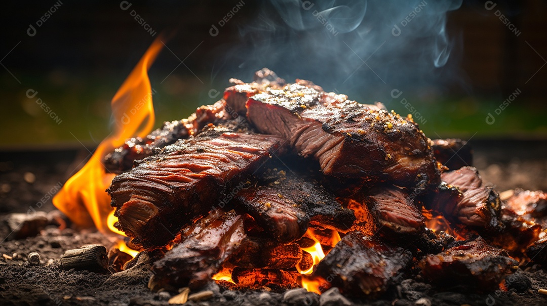 Costelinha de churrasco brasileira em fogo de chão