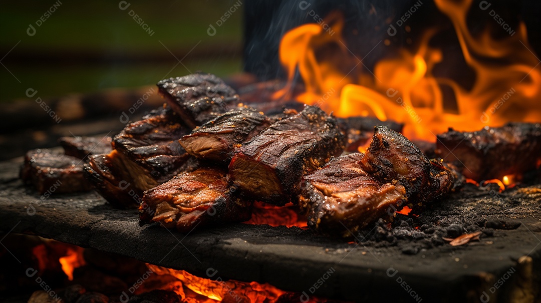 Costelinha de churrasco brasileira em fogo de chão