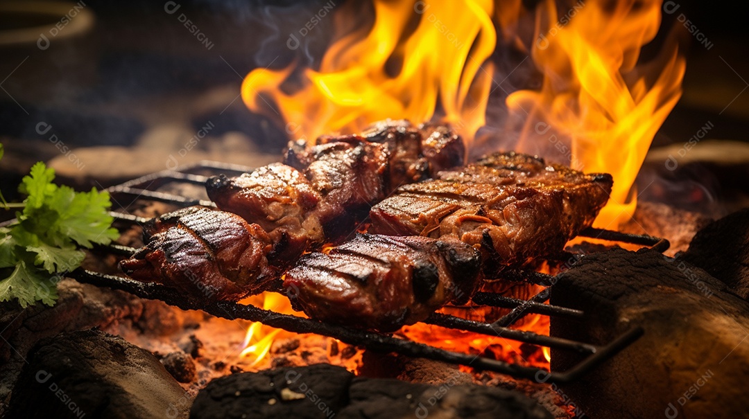 Costelinha de churrasco brasileira em fogo de chão