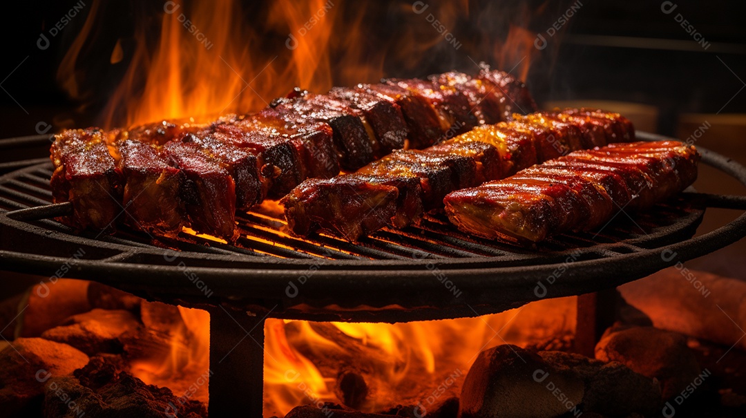 Costelinha de churrasco brasileira em fogo de chão