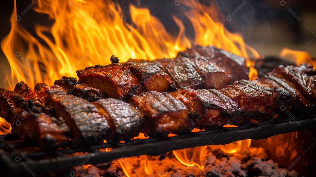 Costelinha de churrasco brasileira em fogo de chão