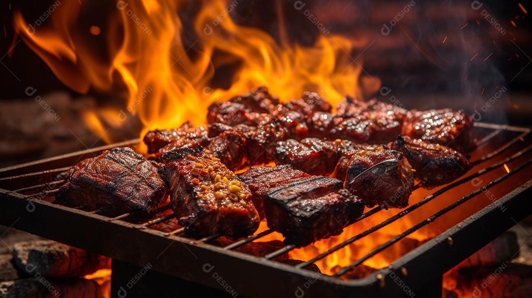 Costelinha de churrasco brasileira em fogo de chão