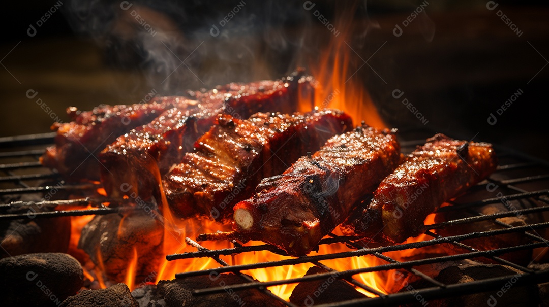 Costelinha de churrasco brasileira em fogo de chão