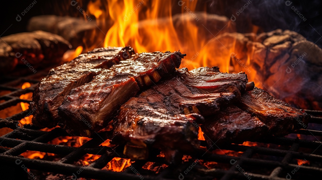 Costelinha de churrasco brasileira em fogo de chão