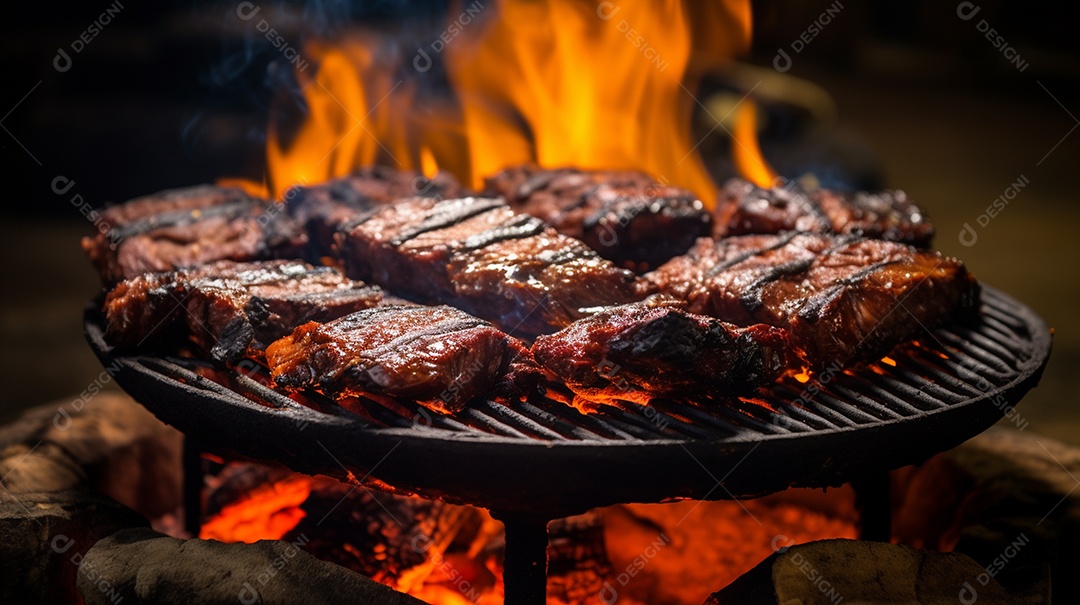 Costelinha de churrasco brasileira em fogo de chão