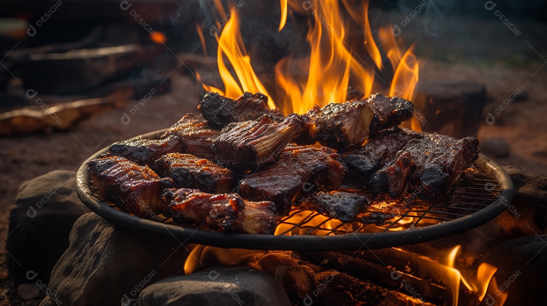 Costelinha de churrasco brasileira em fogo de chão