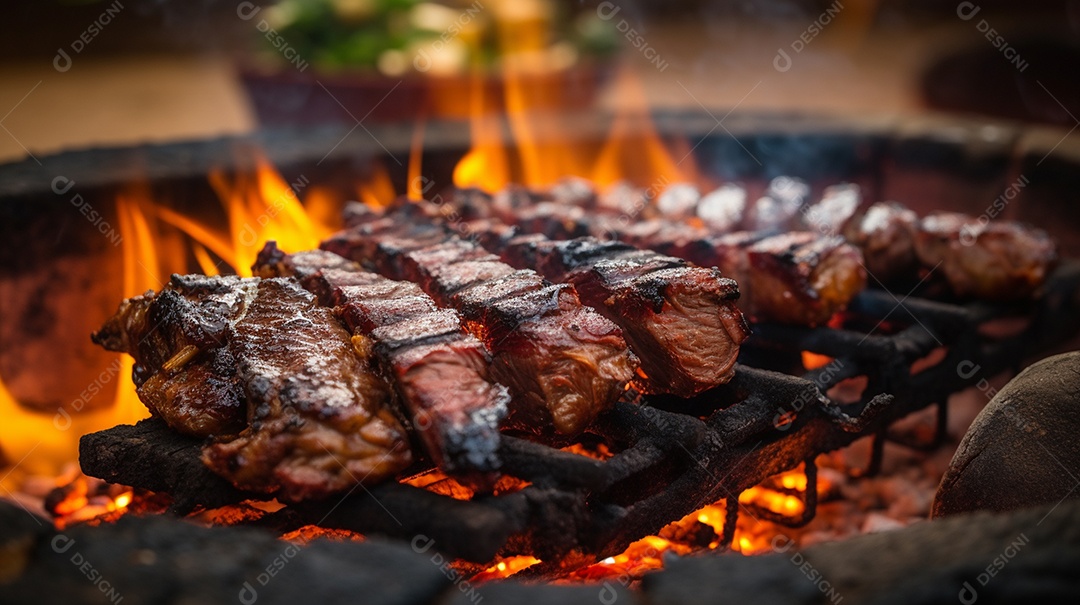 Costelinha de churrasco brasileira em fogo de chão