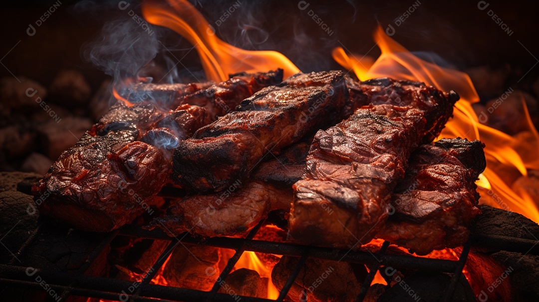 Costelinha de churrasco brasileira em fogo de chão
