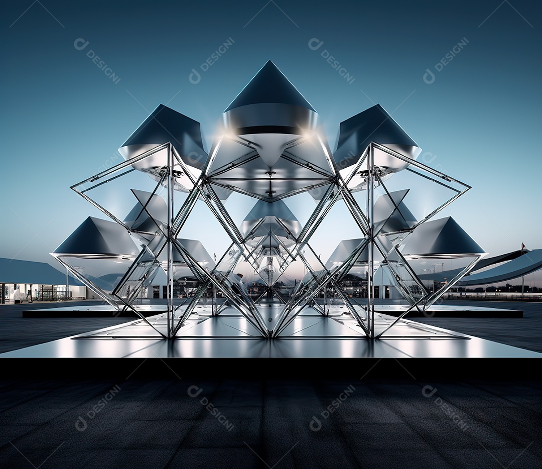 Palco com estrutura de ferro e metal