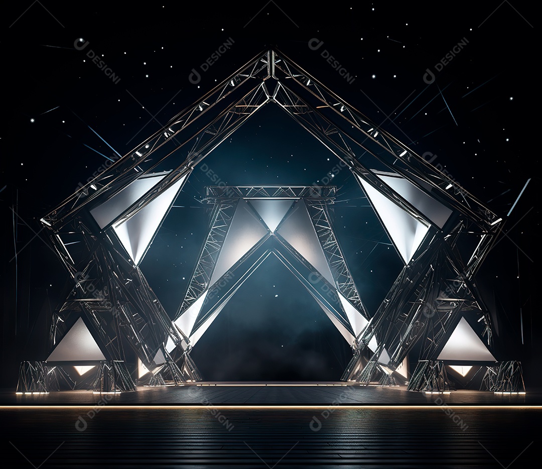 Palco com estrutura de ferro e metal