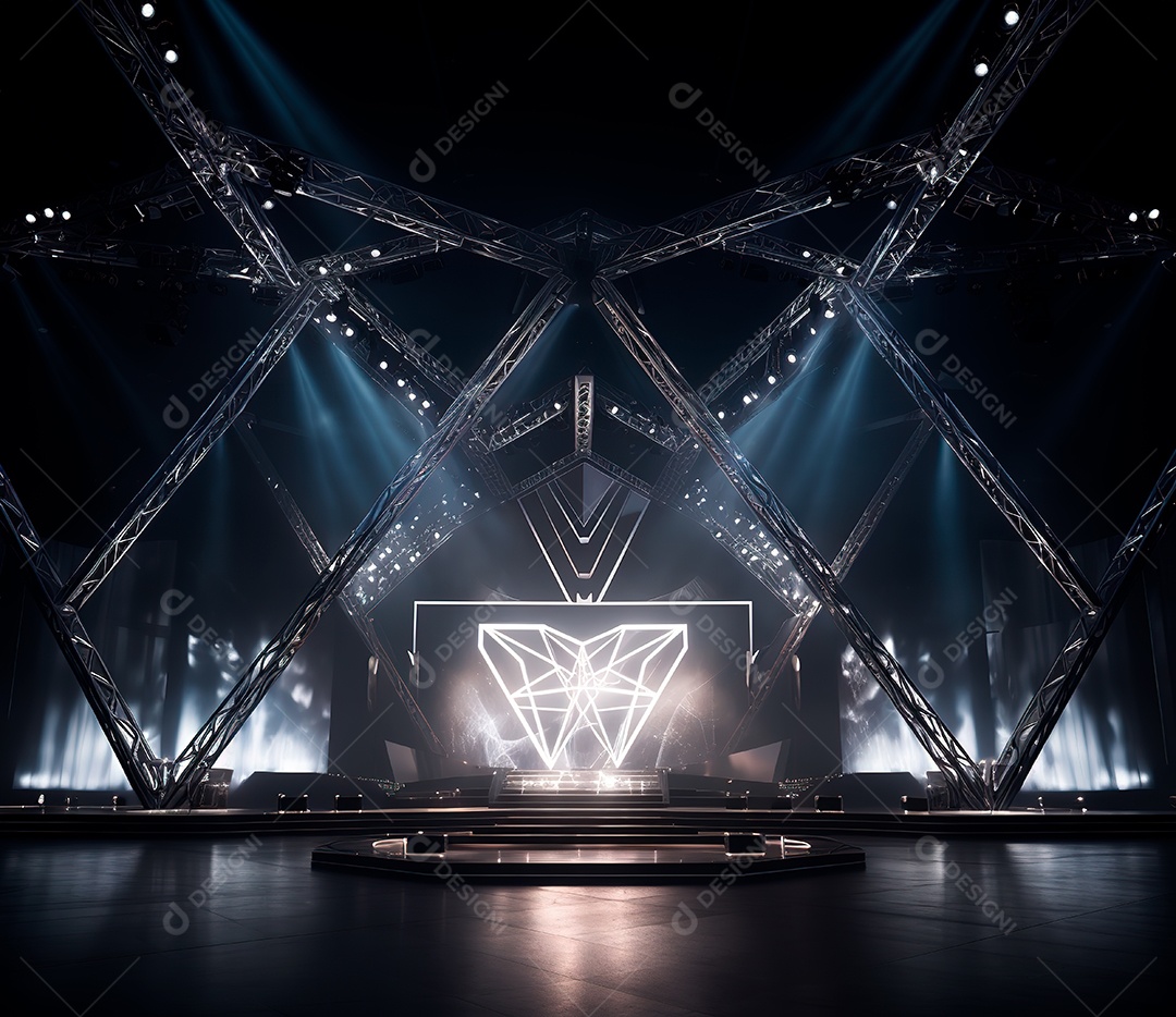 Palco com estrutura de ferro e metal