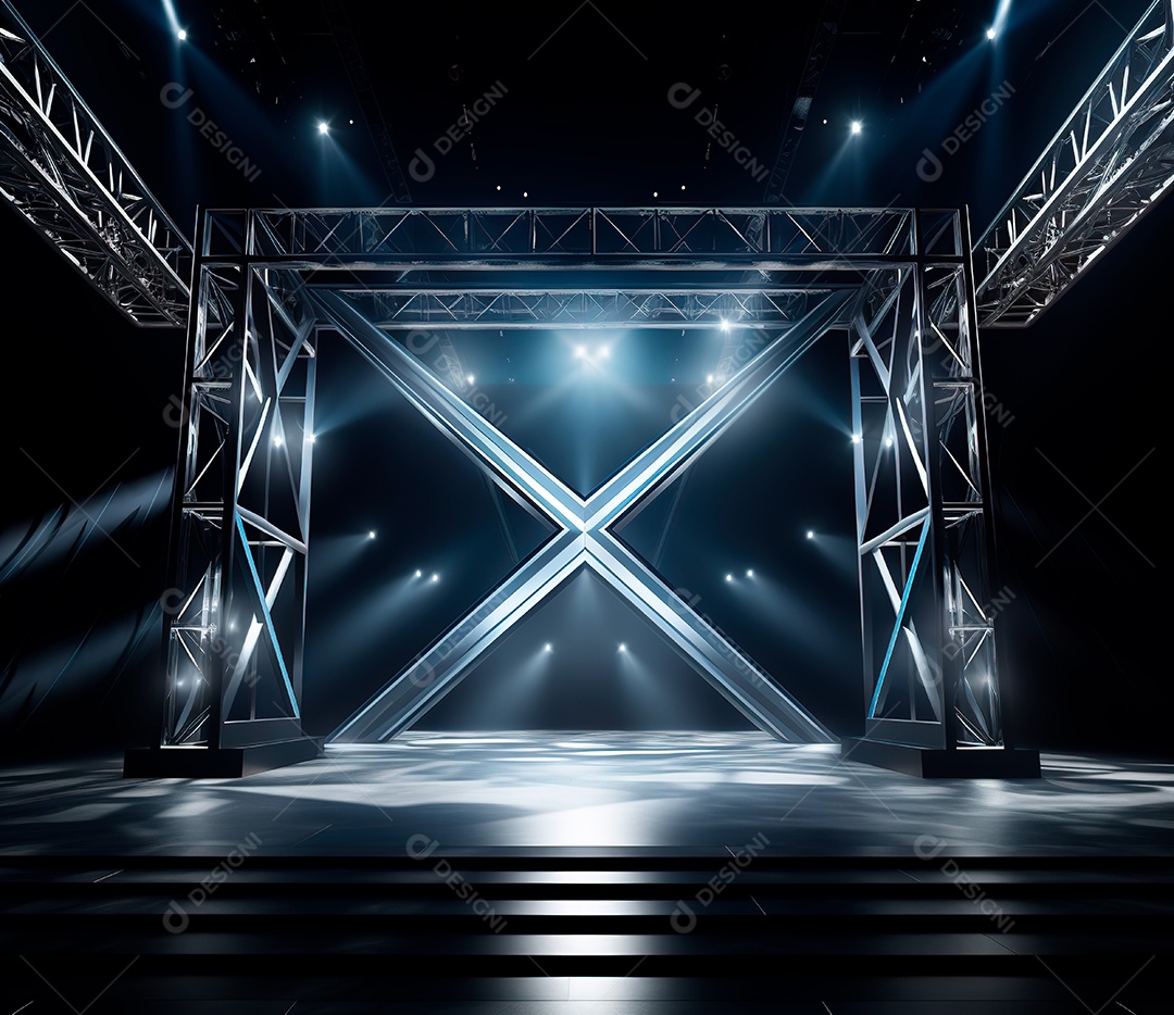 Palco com estrutura de ferro e metal