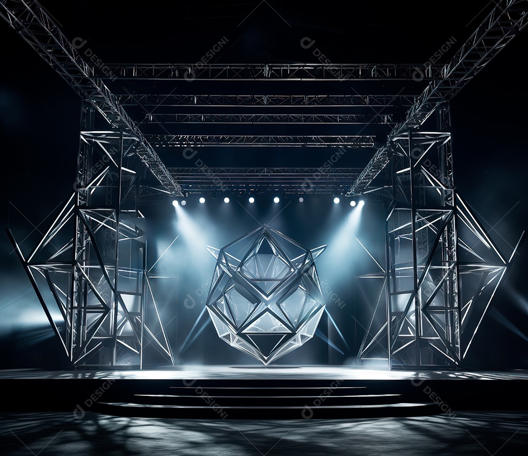 Palco com estrutura de ferro e metal