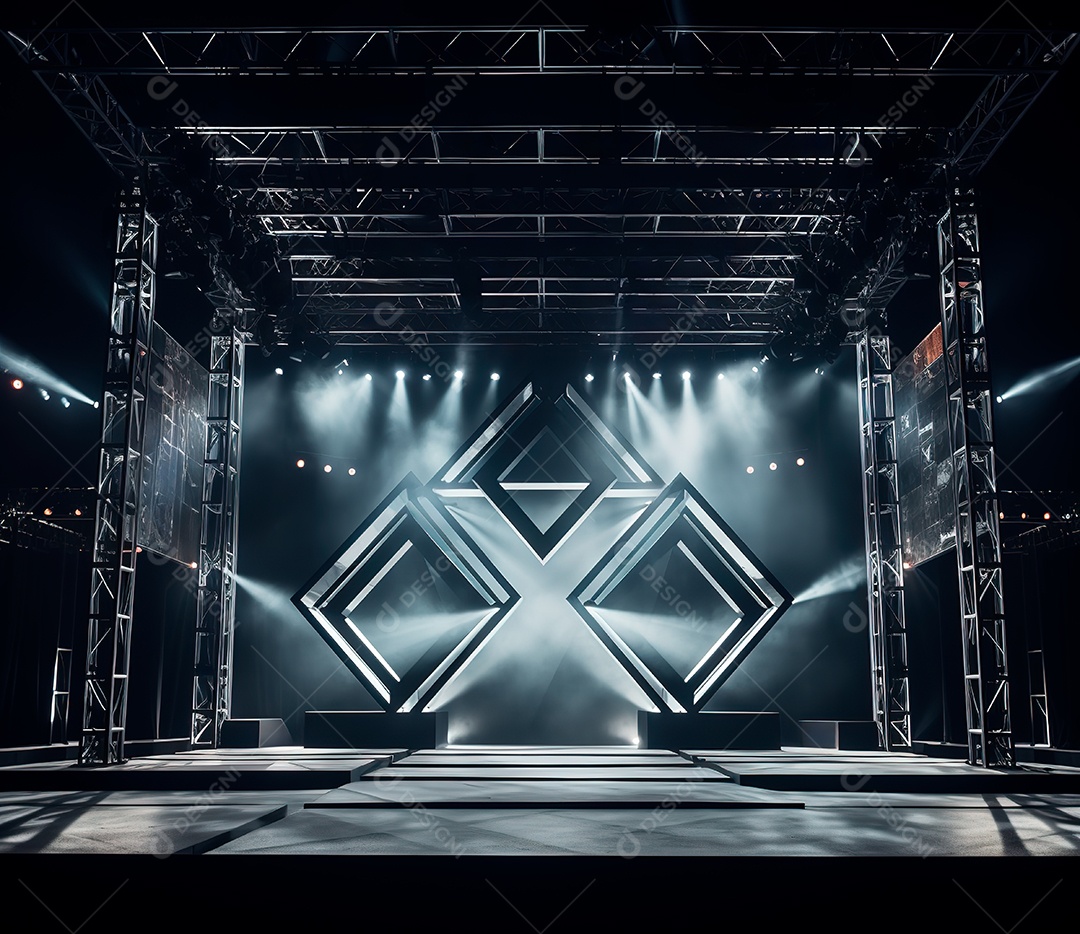 Palco com estrutura de ferro e metal