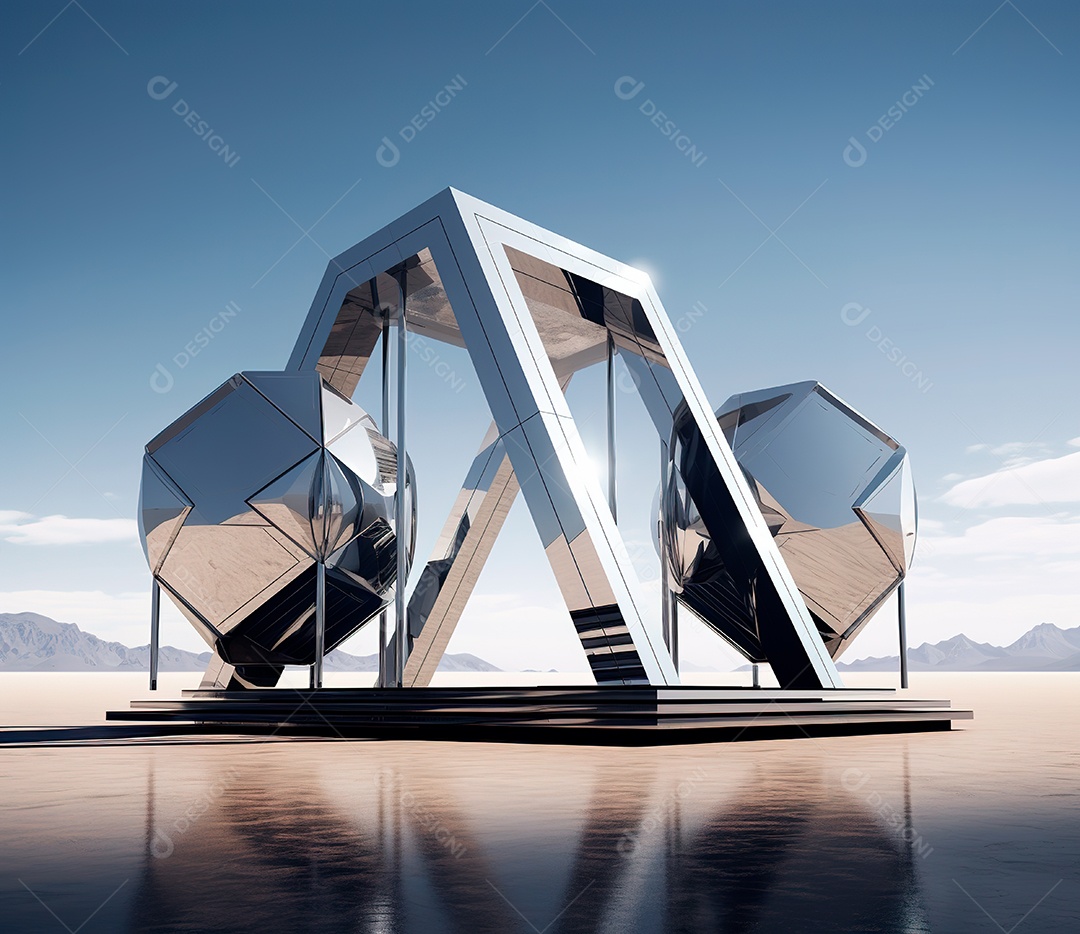 Palco com estrutura de ferro e metal