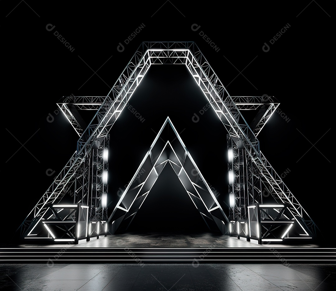 Palco com estrutura de ferro e metal