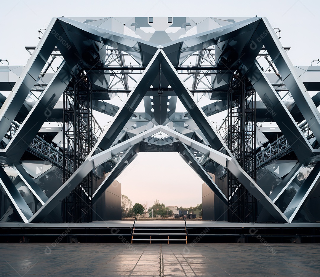 Palco com estrutura de ferro e metal